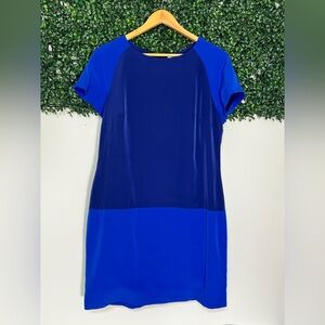 Karen Millen Color Block Shift Tunic Dress Cobalt Blue & Navy UK14/US10 MSRP$320